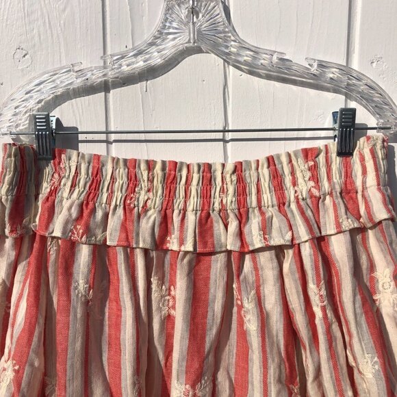 Misa Los Angeles Striped Off The Shoulder Smocked Embroidered Boho Top - Picture 2 of 10